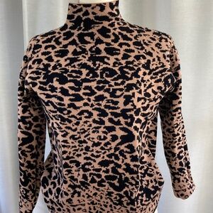Tahari XS Leopard Print mock-turtleneck sweater
